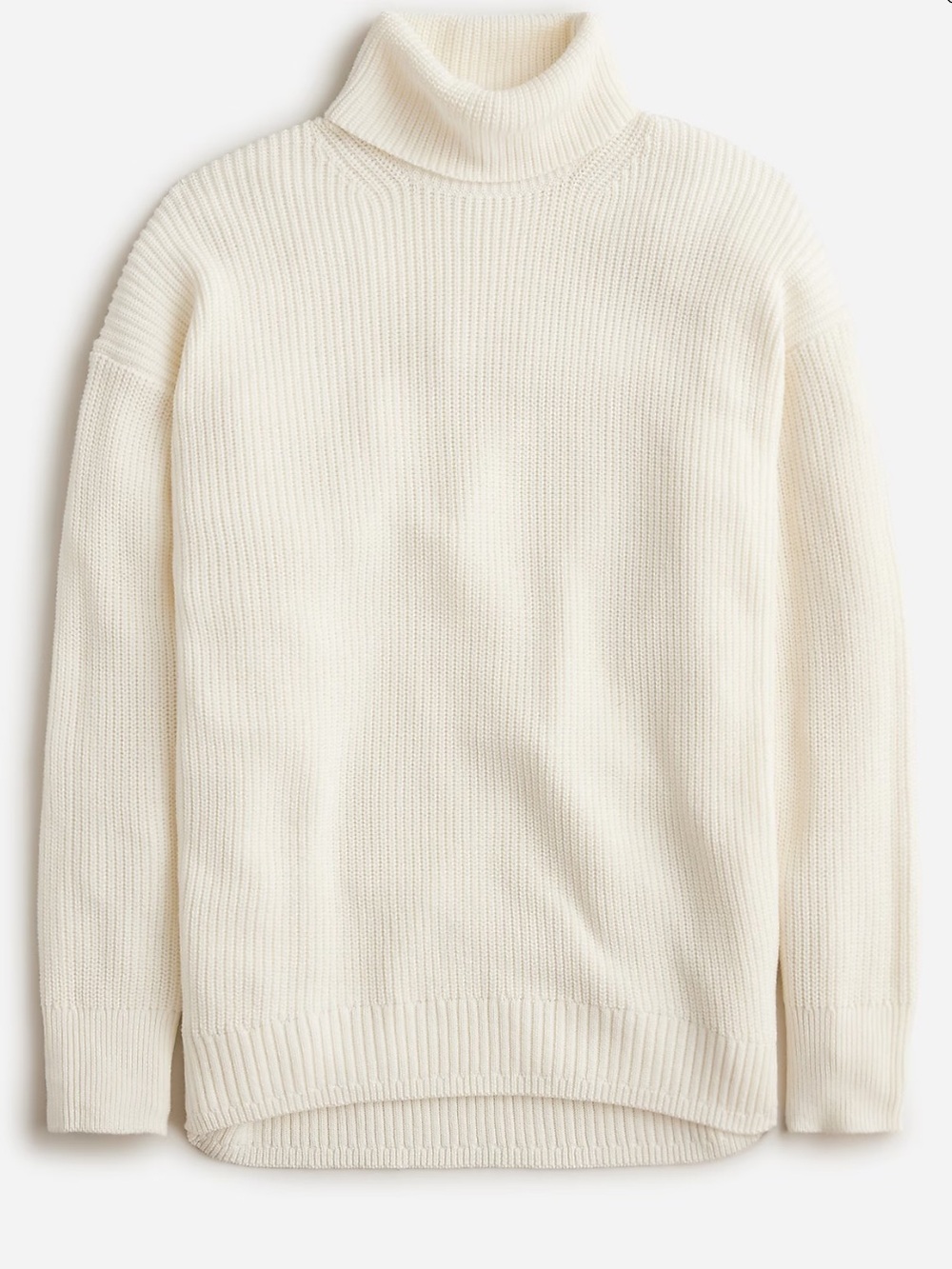 J.Crew Cashmere Cotton Ribbed knit cream mock neck turtleneck sweater size M
